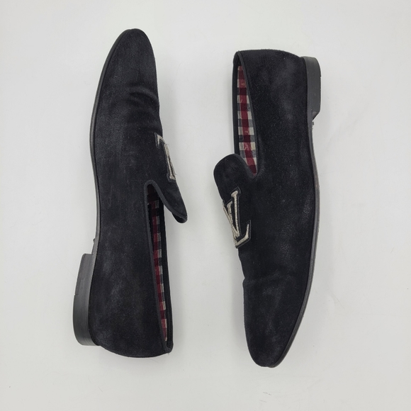 Louis Vuitton Suede Monogram Black Loafer LV size 9 US 9.5 Authentic - Picture 7 of 11